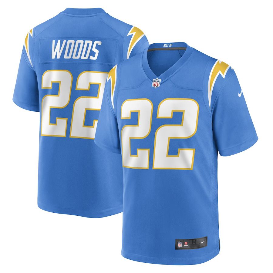 Men Los Angeles Chargers #22 JT Woods Nike Powder Blue Game Player NFL Jersey